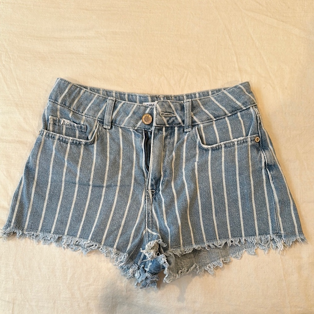 Zara Striped Denim Women Shorts, size 2